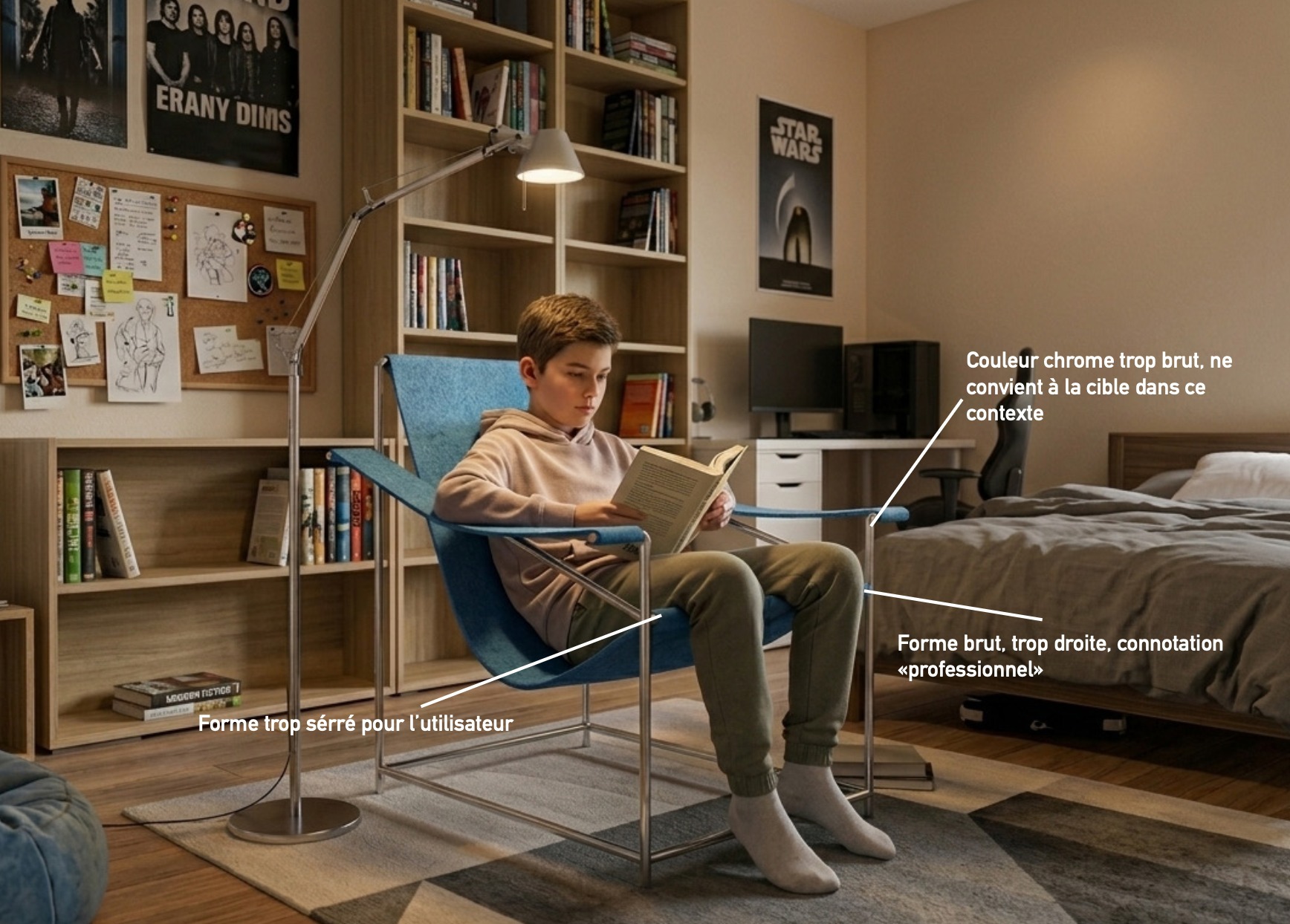 Premier concept testé et critiqué en situation, avec annotations de la critique