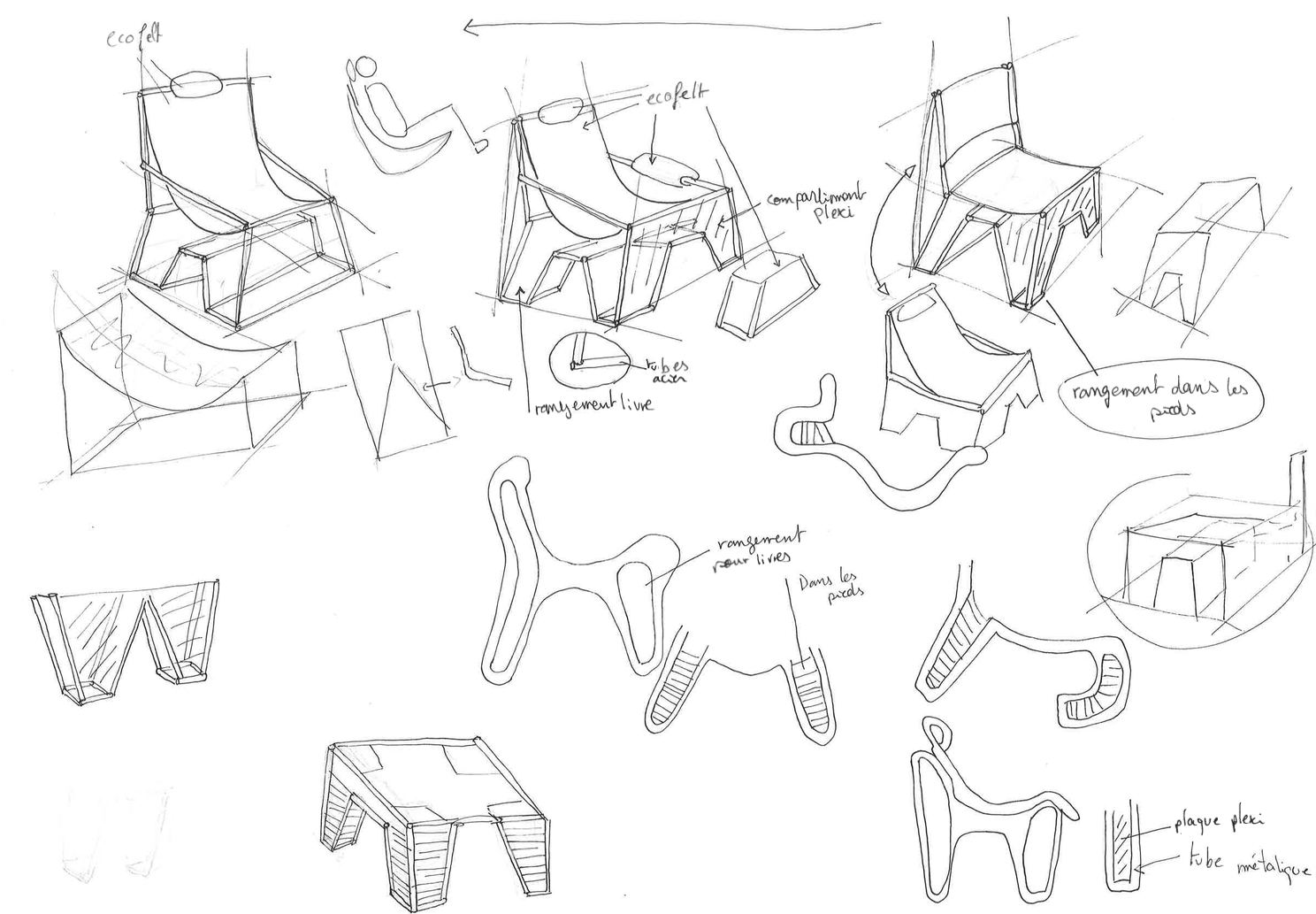 Sketch coloré du concept retenu, axe mouvement